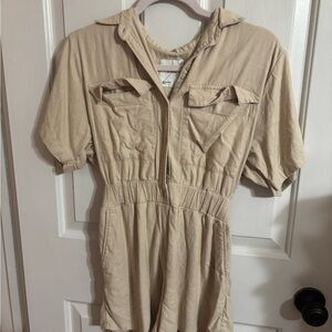 Abercrombie & Fitch Beige Short Sleeve Jumpsuit